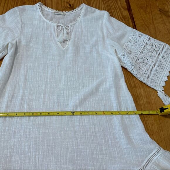 Spell and the Gypsy Abigail Mini Dress Womens SMALL Ivory White Lace Cotton Belt - Picture 12 of 14